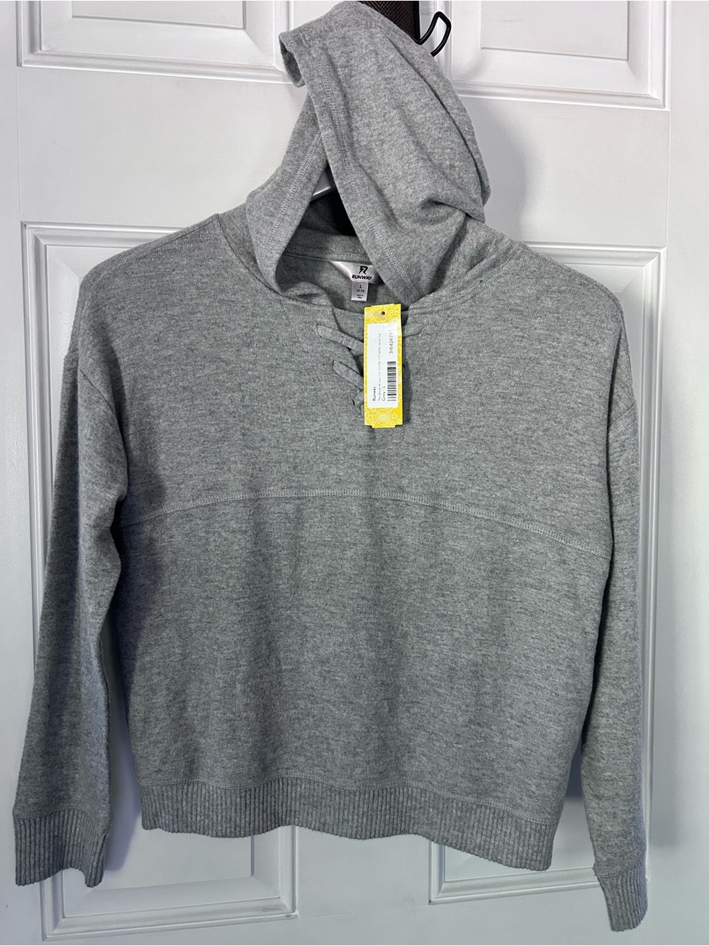 Relaxed Gray Knit Hoodie Sweatshirt